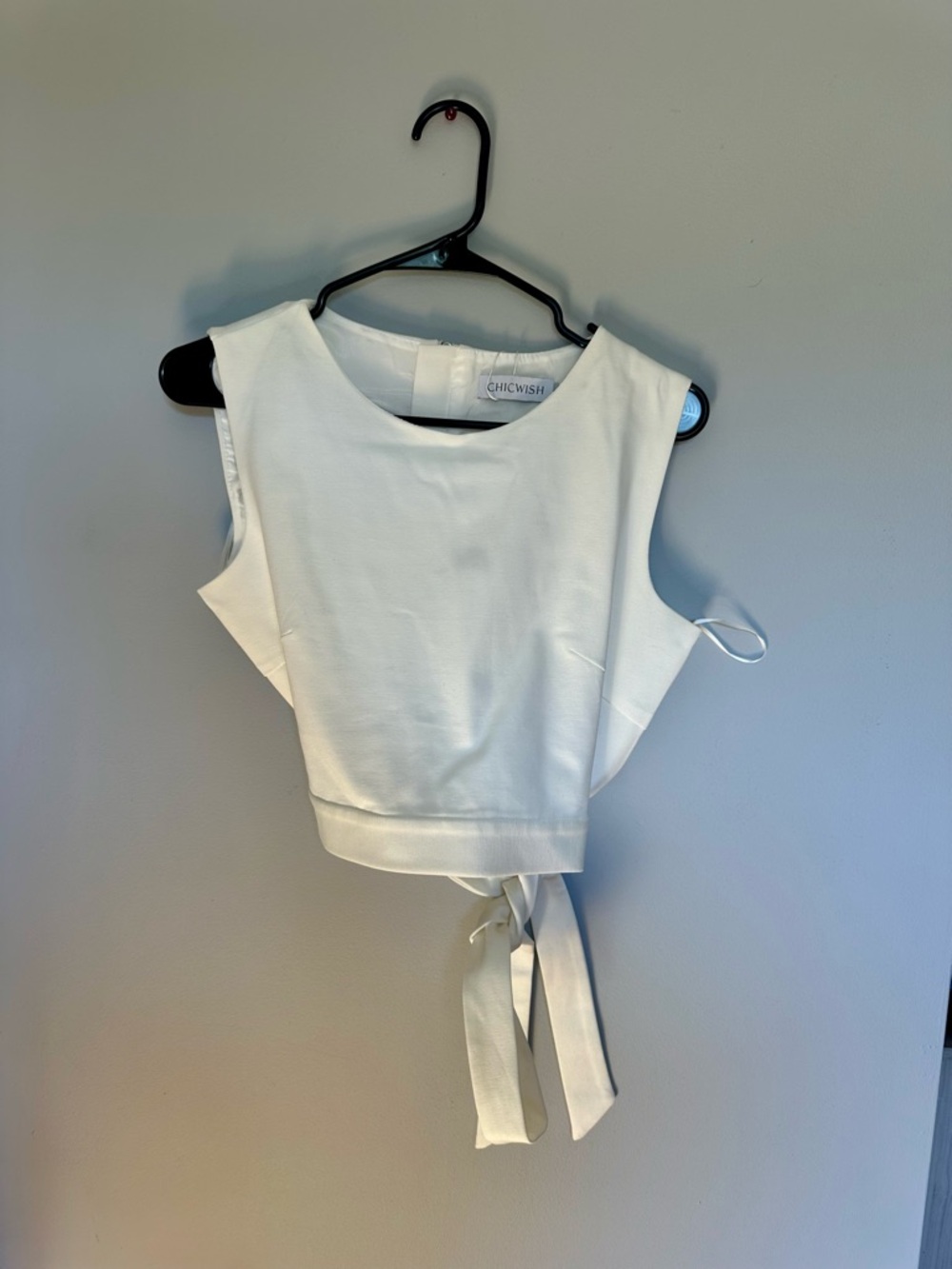 Chicwish White Cropped Tie-Back Top
